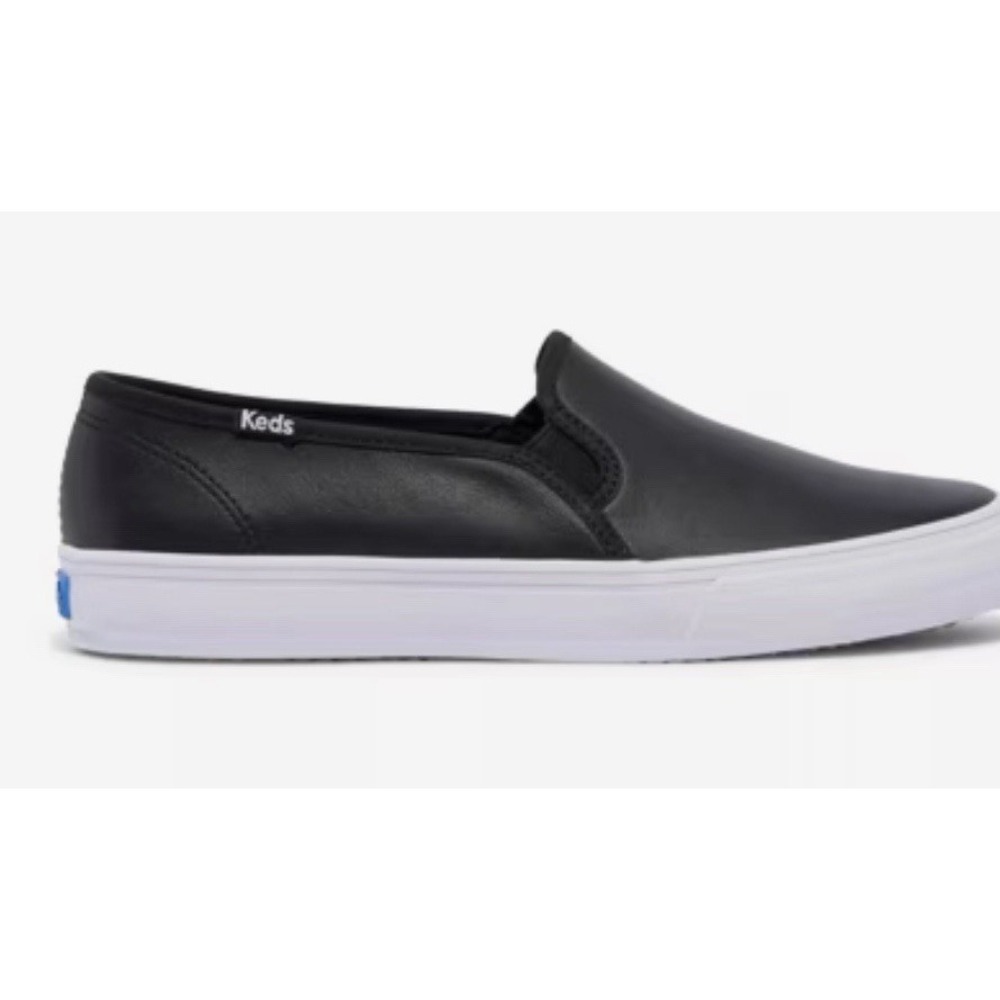 Keds Women's Double Decker Slip on Sneaker 8.5 Black Leather New